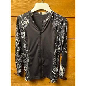 Hurley Womens Rash Guard Swim Shirt Long Sleeve UPF 50+ Floral Black White
M Sun